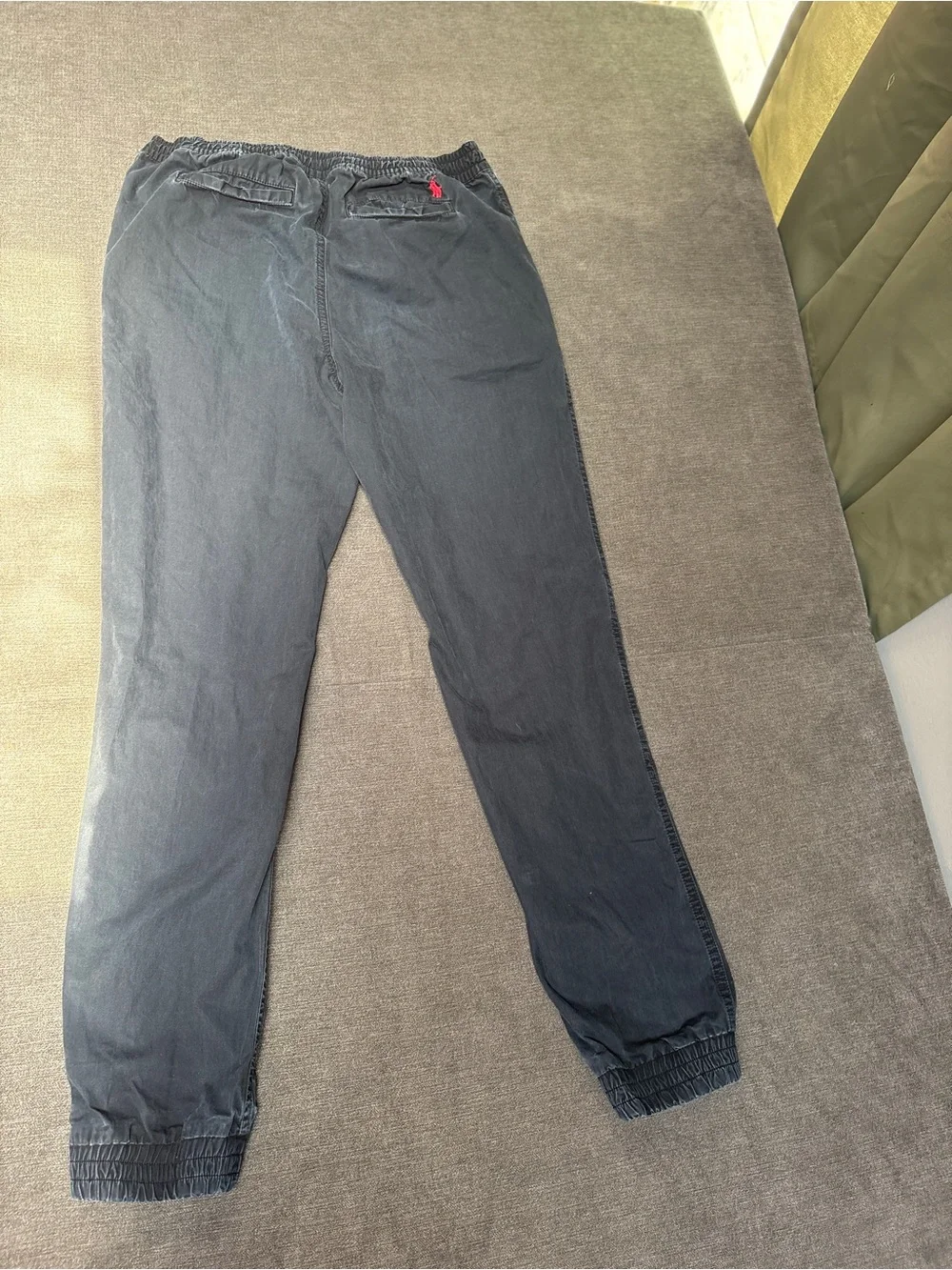 Polo Ralph Lauren Boys Black Cotton Jogger Pants Zip Pocket Size L 14-16